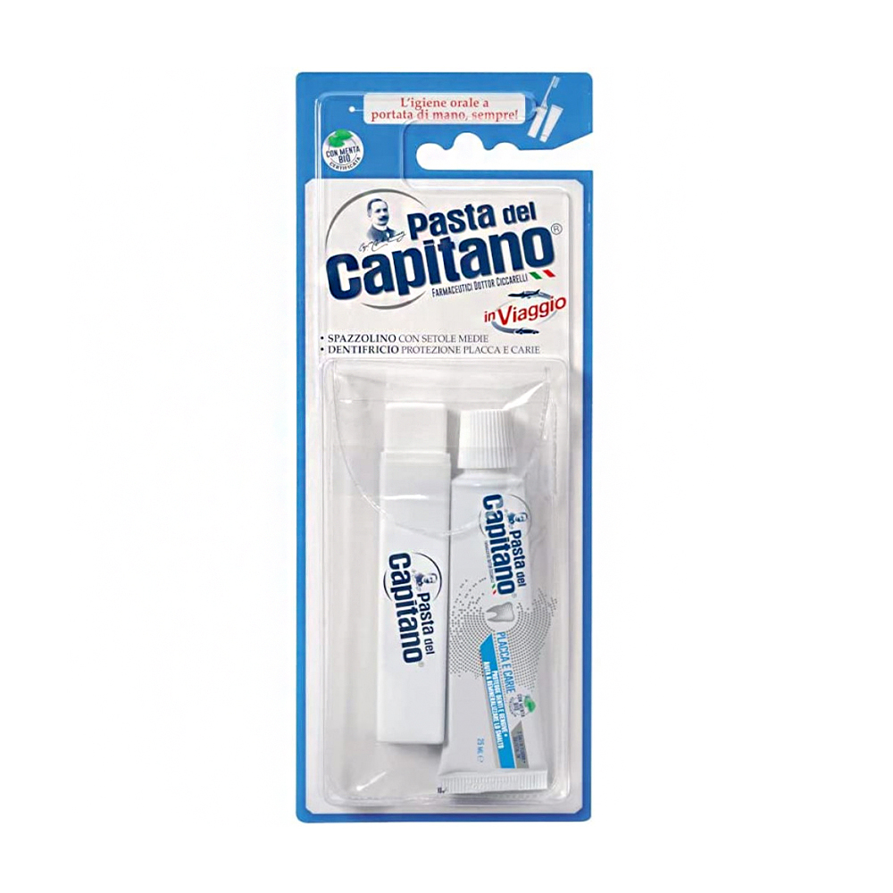 Набір для ротової прожнини Pasta del Capitano Teeth Travel Kit (паста Plaque &amp; Cavities, 25  мл + щітка, 1 шт)